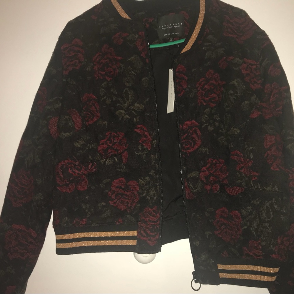 Designer floral bomber